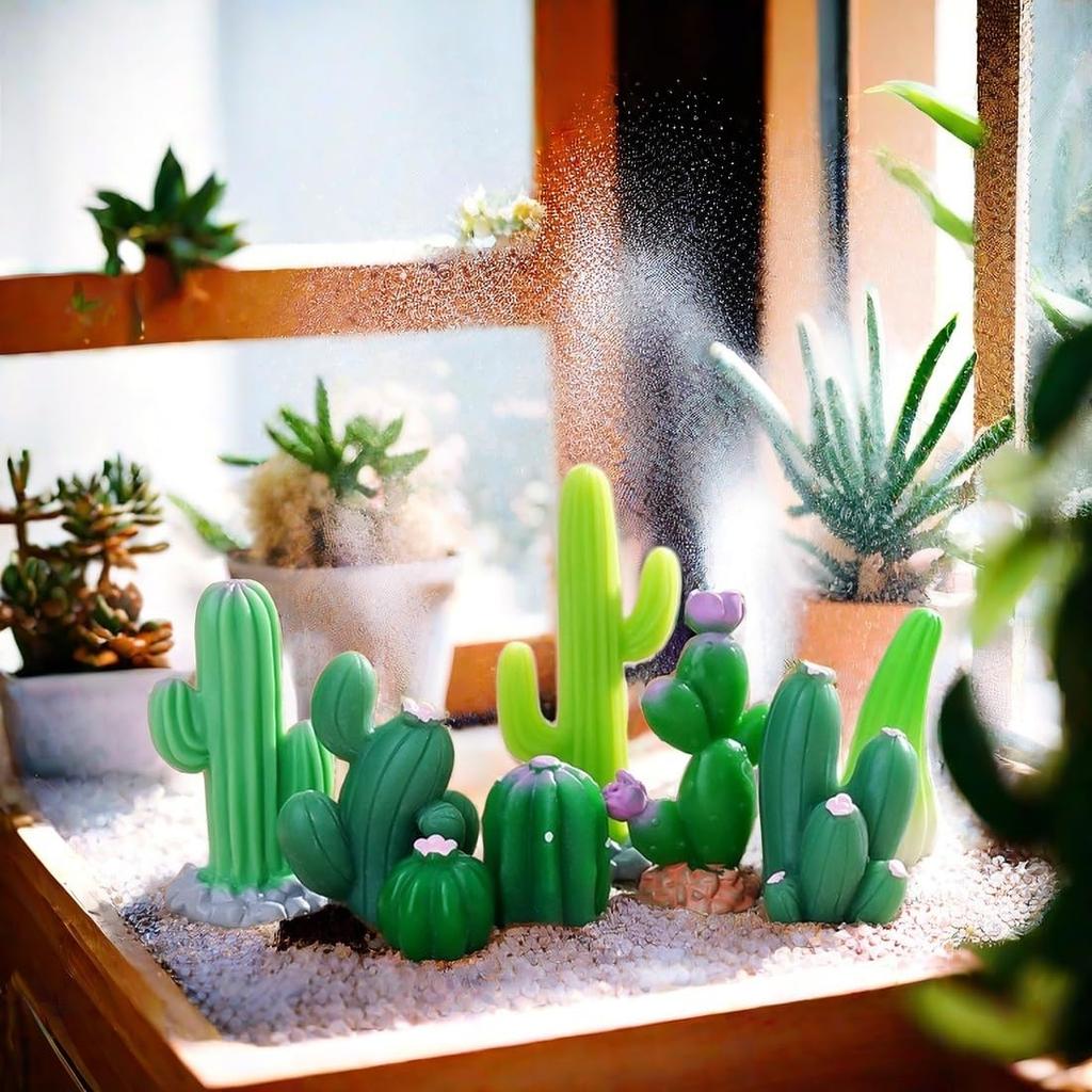 Voyyphixa Miniature Cactus Figurines, Set of 12, Decorations, Mini Ornaments, Cute Decorations, Micro Landscapes, Garden Ornaments, Bonsai