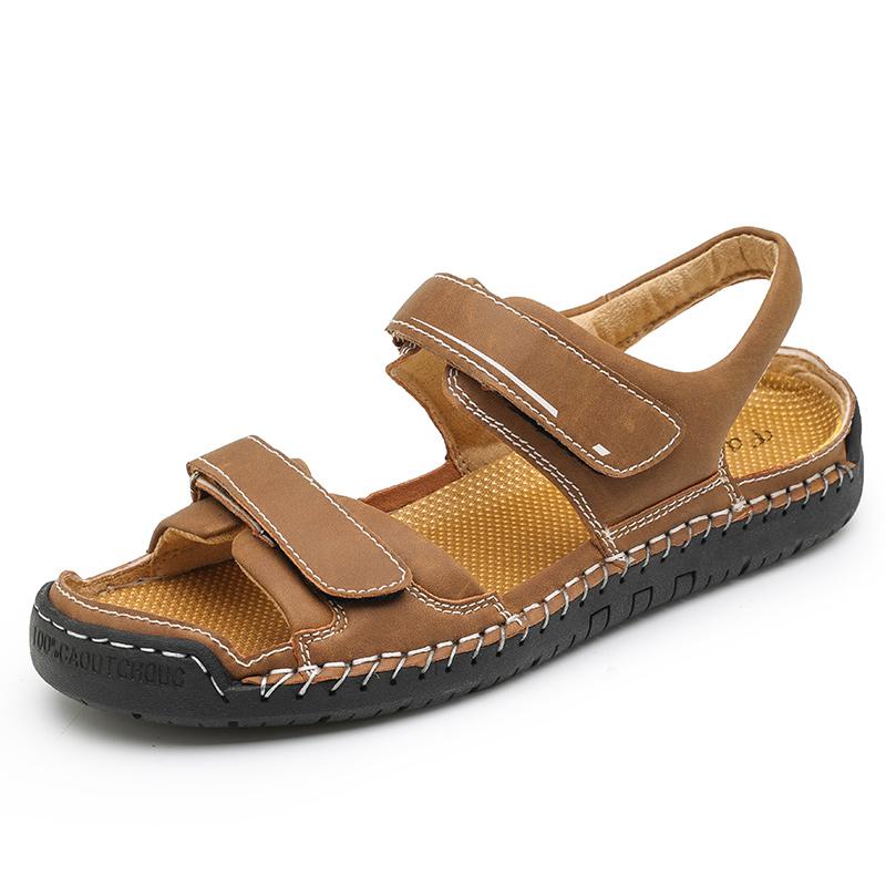 Fashion Summer Handmade Large Size Sandals Men's Outdoor Non-slip Casual Leather Slippers High Quality Beach Lightweight Sandals for Men