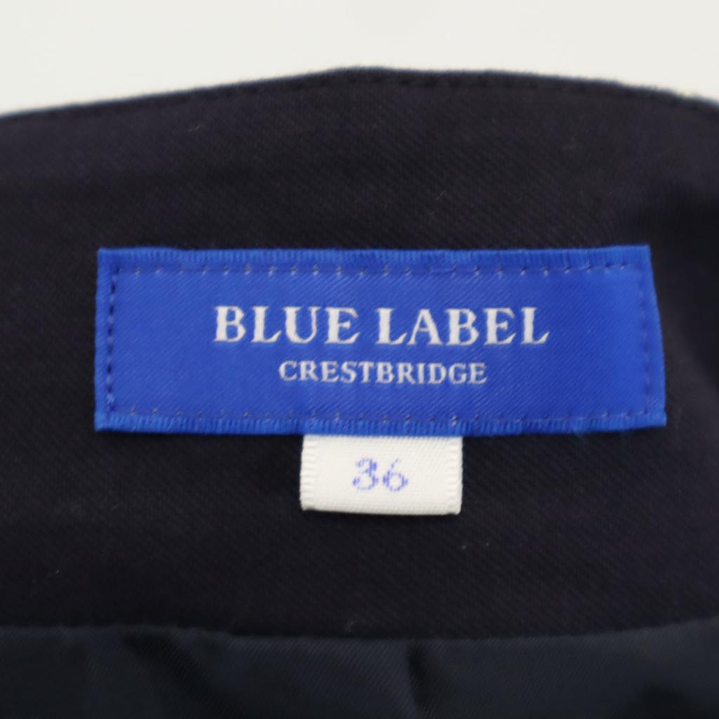 BLUE LABEL CRESTBRIDGE Check Pattern Midi Length Skirt 36 Navy Women Used