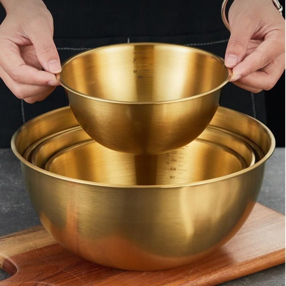 3PCS/SET Large Capacity Stainless Steel Mixing Bowl Durable with Scale Fruit Salad Bowls Rust-Free Rice Cereal Bowls