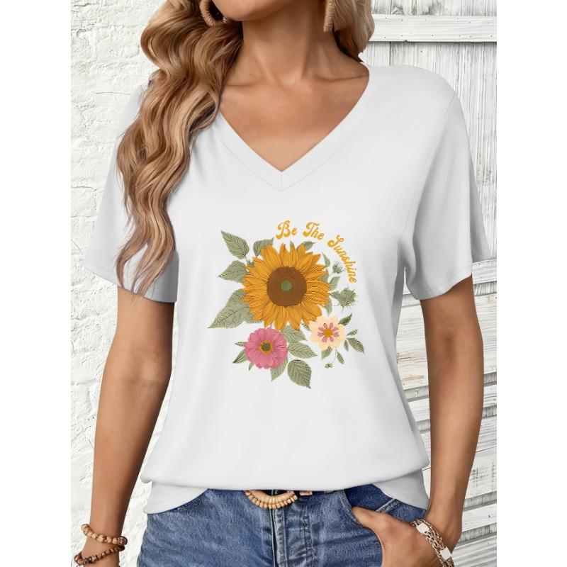 

High-qual women s V-neck short-sleeve T-shirt - comfortable and soft round-neck casual top. L