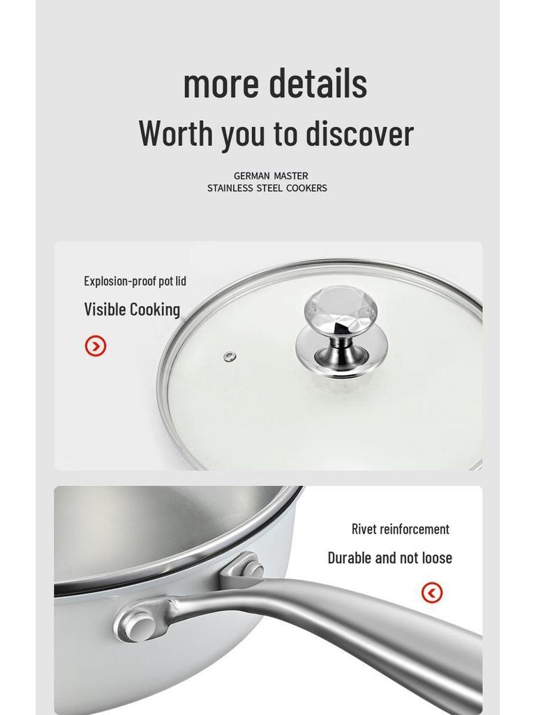 316 Stainless Steel Ceramic Flat-Bottom Non-Stick Wok and Frying Pan for Gas and Induction Cookers