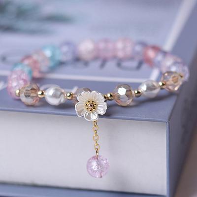 Kristall Perlen Armband Frauen Perle Blume Anhänger Freundschaft