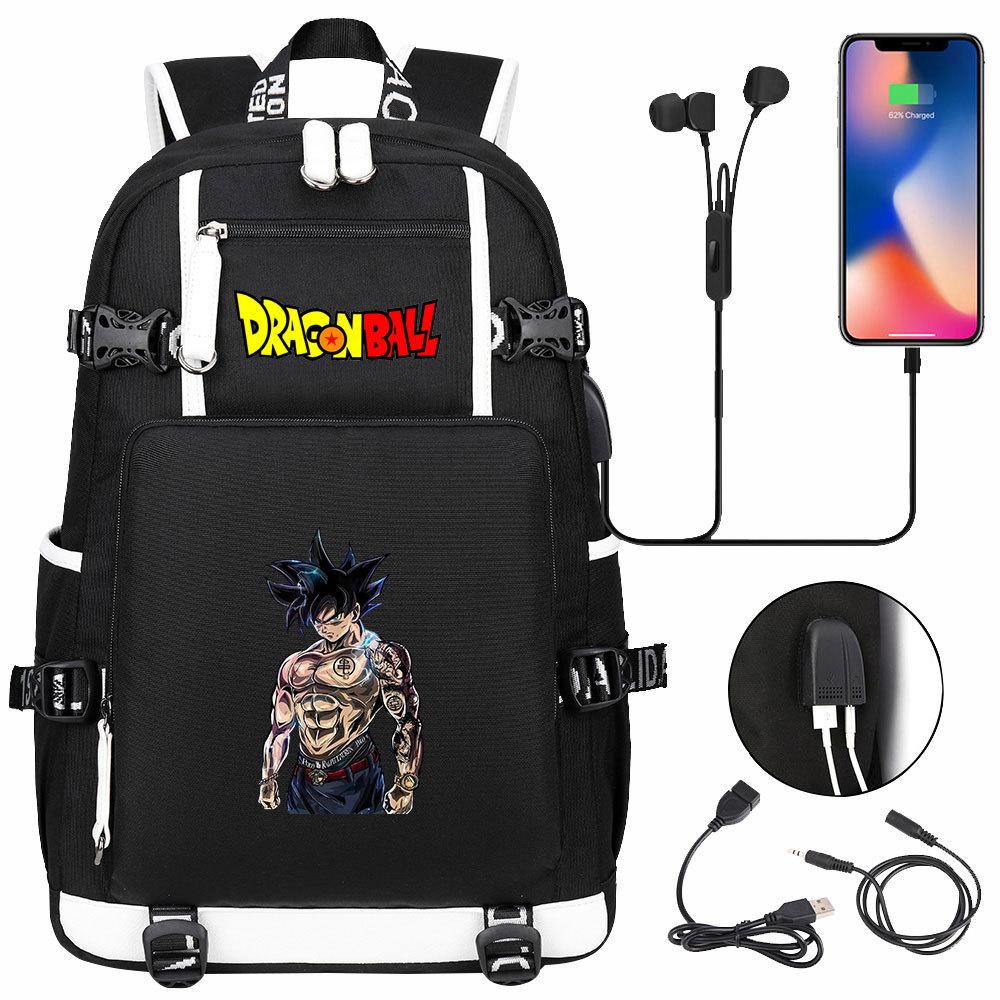 Vegeta Sun Wukong Dragon Ball Ultra USB Headphones Teen Student School Bag Men's and Women's Leisure Travel Backpack