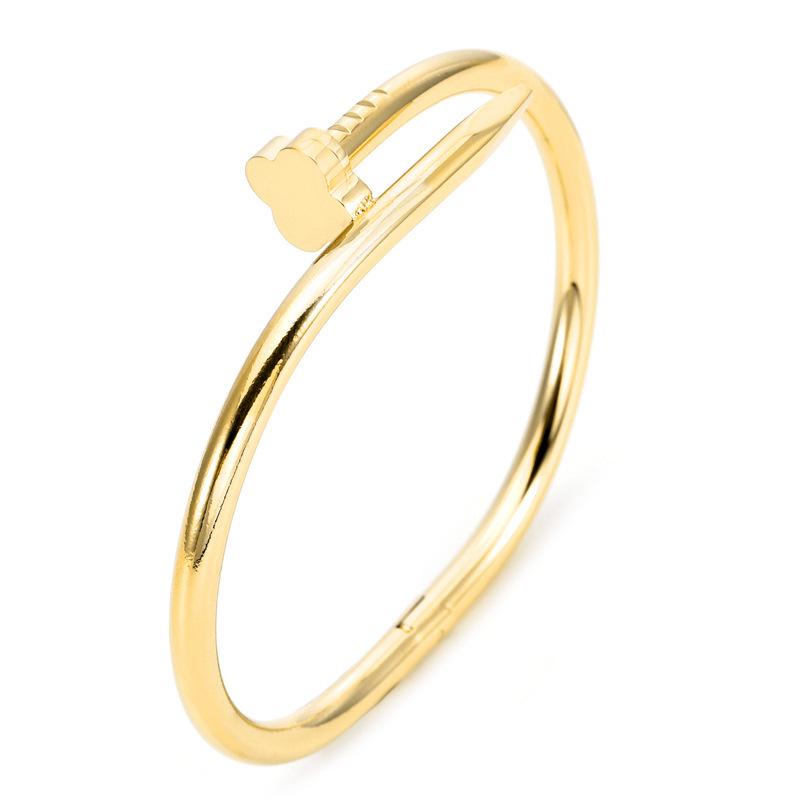 Elegant Slim Waist Titanium Steel Bracelet with Diamond Inlay, 18K Gold, Women's Niche Design