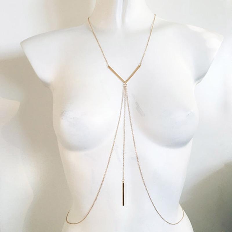 Elegant Body Chains Enhancing Female Curves Alloy Chest Harnesses Jewelry Ideal For Pool Parties And Beach Event Stylish Accessory