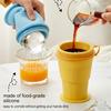 2-in-1 Collapsible Silicone Ice Ball Cup Reusable Portable Ice Sphere Mold with Straw Lid for Coffee Juice Drinks