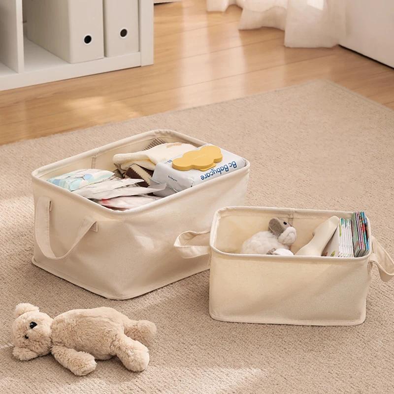 Cotton Linen Storage Basket Foldable Clothes Storage Bag Sundries Toy Organizers Wardrobe Cabinets Laundry Basket Hamper