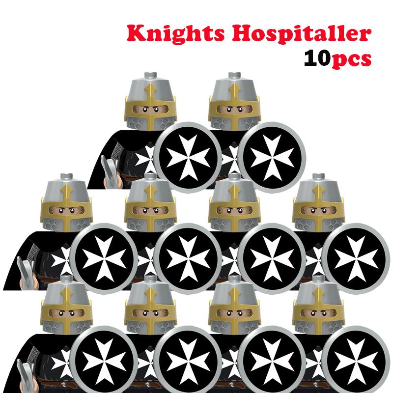 10 st MOC Medeltida Slott Riddare Rom Soldater Byggklossar Militär Forntida Egypten Mumiefigurer Krigare Vakt Vapen Kloss