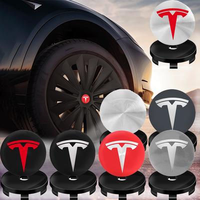 4pcs 60mm Car Wheel Center Hub Center Caps Emblems Car Logo Car-Styling Accessories For Tesla Model 3 Y S X Roadster Coil