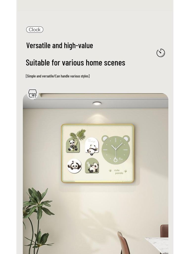 Modern Luxury Panda Wall Clock: High-End Creative Home Decor for Living Room