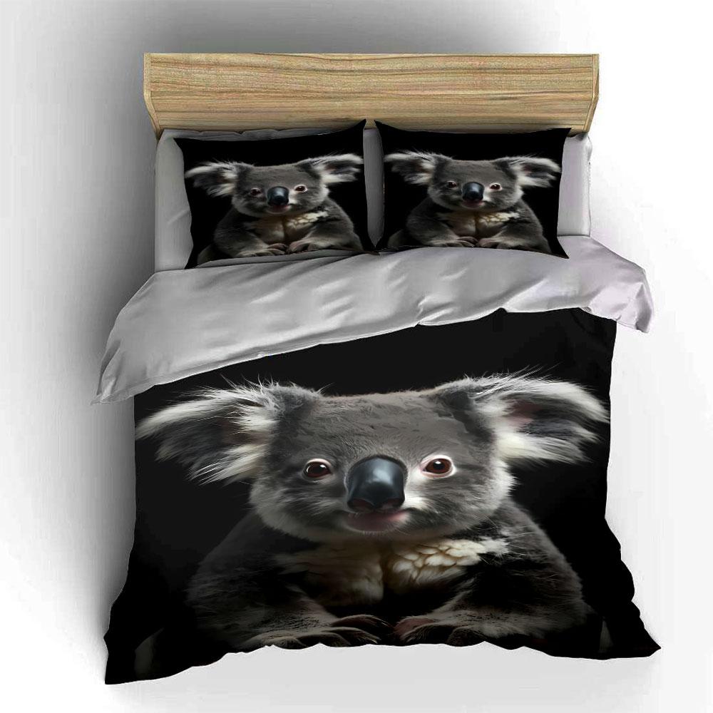 Koala Face Print Pattern. Bedding Sets Duvet Cover Sets Duvet Covers Pillowcases(1* Duvet Cover 2* Pillowcases Without Duvet Insert)