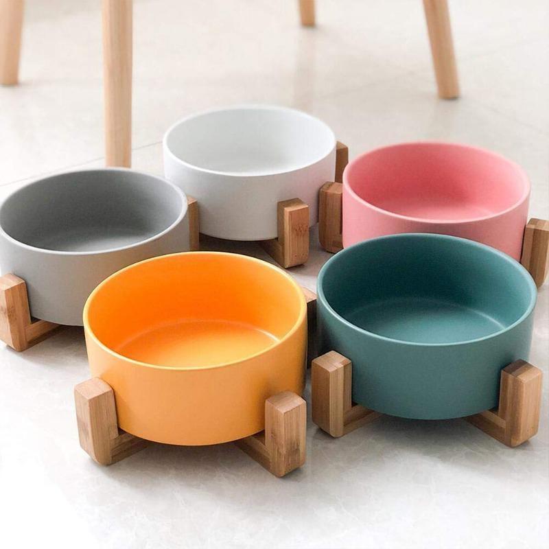 Ceramic Pet Bowl Cat Dogs Feeding Matted Elevated Dog Bowl Double Bowls Pet Food Water Feeder Wholesale Pet Manufacturer