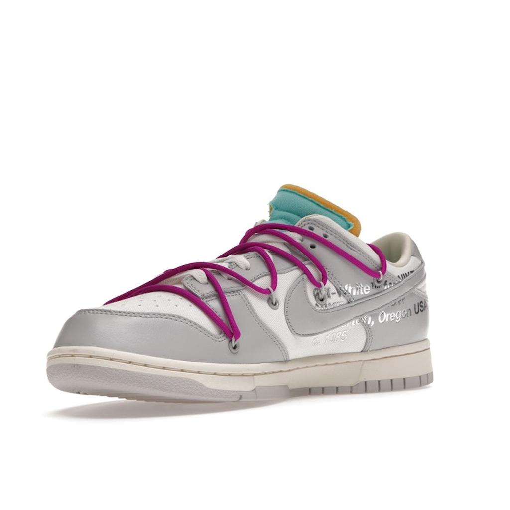 Off-White X Nike Dunk Low Lot 21 of 50 Unisex Sneakers Sail Neutral-Grey Hyper-Violet DM1602-100