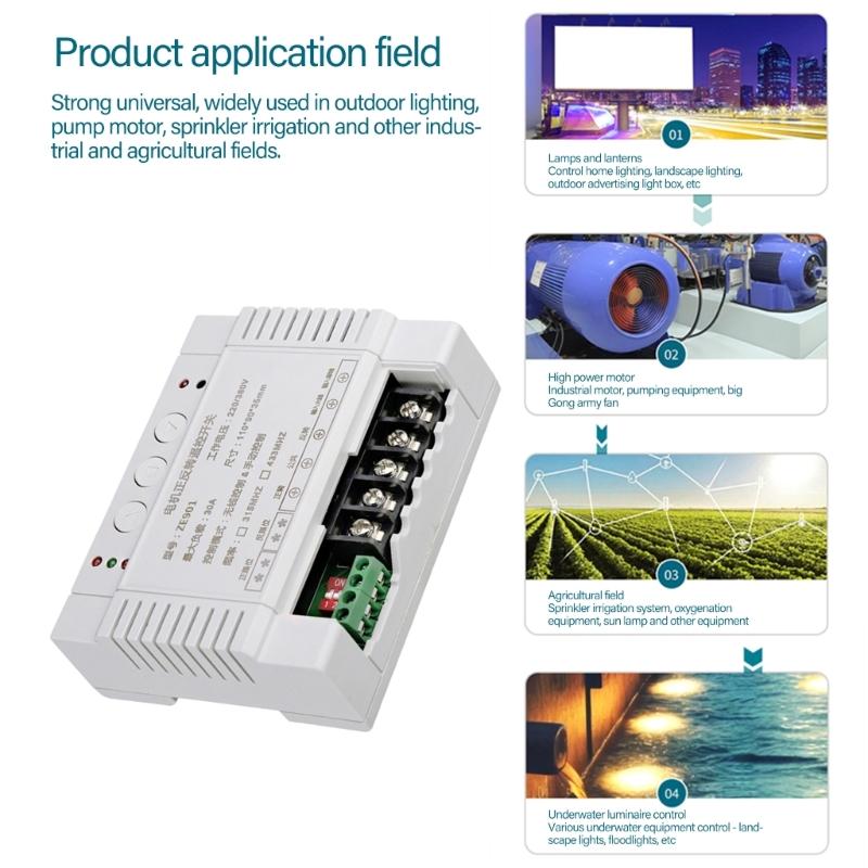 Wireless Motor Control Switch AC220V-380V 30A with 20m Control Distance for Door Window Electric Curtain Operate