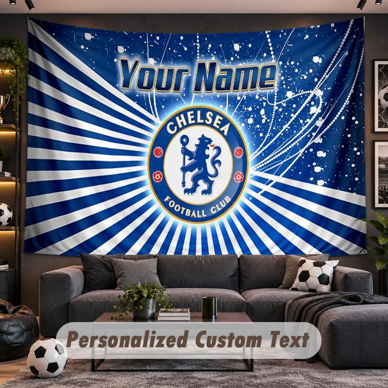 Chelsea FC Personalized Tapestry Support Custom Name, Wall Art Home Decoration