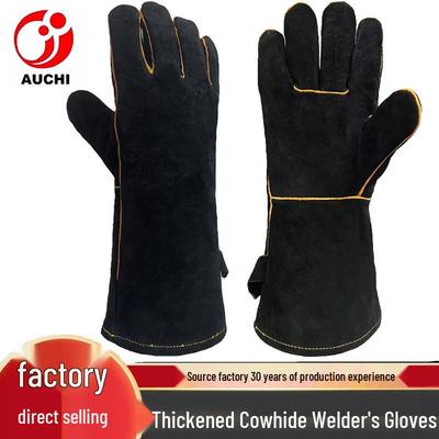Wear-Resistant Cowhide Welding Gloves: Heat-Resistant, Anti-Scald, Thickened for BBQ and Welder Protection