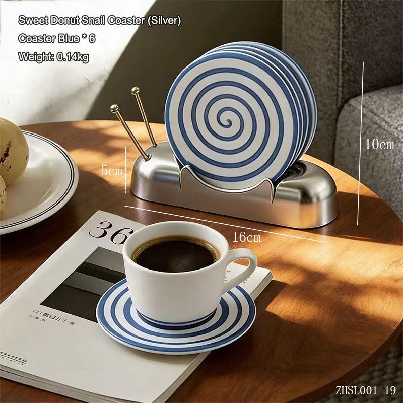 

Cute Donut Snail Coaster Rack Ornament Home Living Room Tea Table Dining Room Desktop Insulation Mat Decoration Gift for Friends
