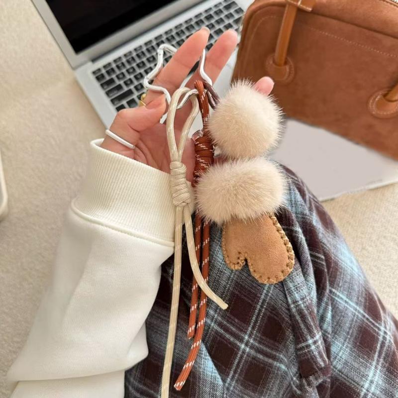 Bag Charm Mink Fur Bag Pendants Mini Gloves Cute Sweet Bag Accessories Multifunctional Charm