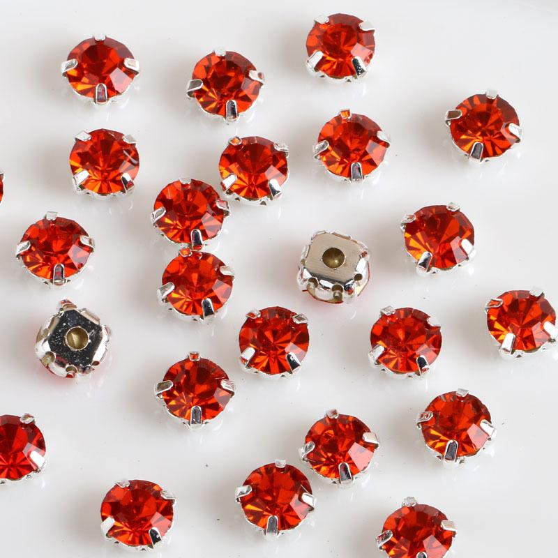 1440pcs Glass Flatback Round Rhinestones with Nickel-Free Metal Base Eco-Friendly Sew-On Stones for Shoes Garments Bags & Hats