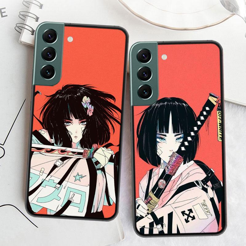 Vaporwave Glitch Anime Phone Case For Samsung Galaxy A12 A22 A32 A42 A52 A72 A54 A34 A24 A14 A73 A53 A33 A23 A13 5G F52 F62 Cove