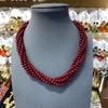 Exploding Fire Ankara Red Multi-Layer Wrap Necklace 5 Strings Side By Side Beaded Necklace Fashion Stack