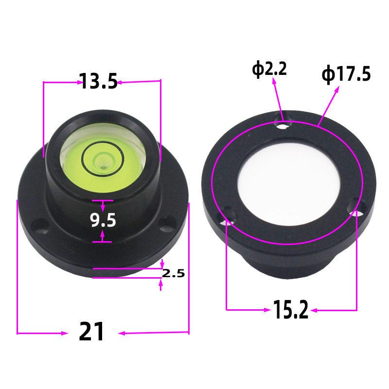 HACCURY Round Metal Spirit Level with Base Mounting Holes