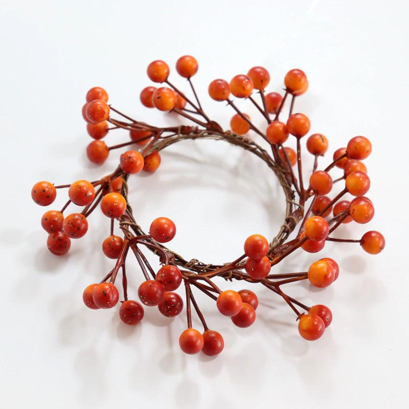 

WTEMPO Artificial Berry Skewers Wreath Autumn Thanksgiving Day Halloween Decorations Durable Plastic Fall Hanging Wreath for Front Door 2pcs оранжевый