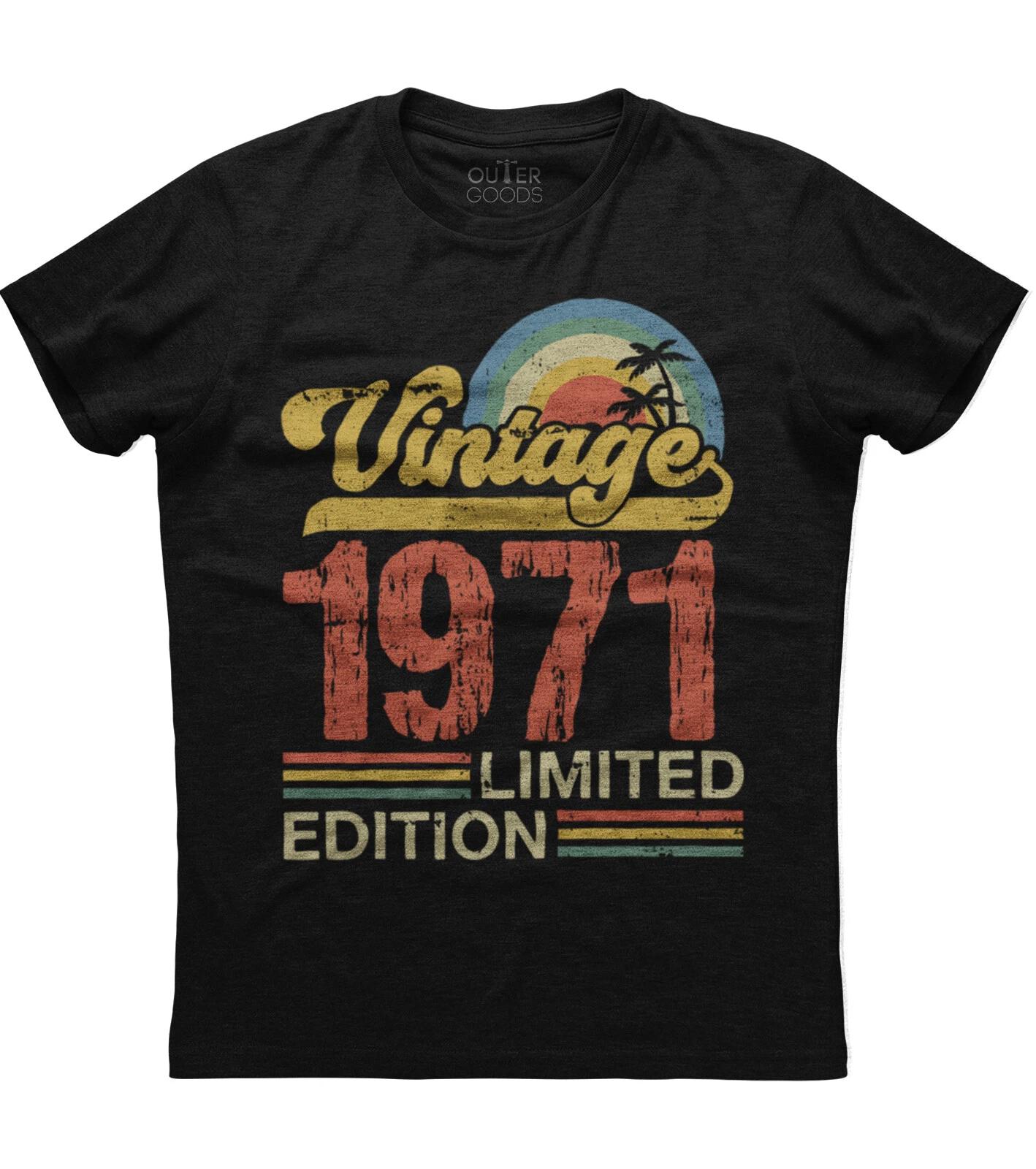Birthday Gift Classic Old Vintage 1971 Limited Edition Rainbow Palm Tree T-shirt XL