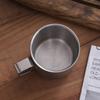 Retro 304 Stainless Steel Double-Layer Insulated Coffee Mug with Handle and Custom Pattern