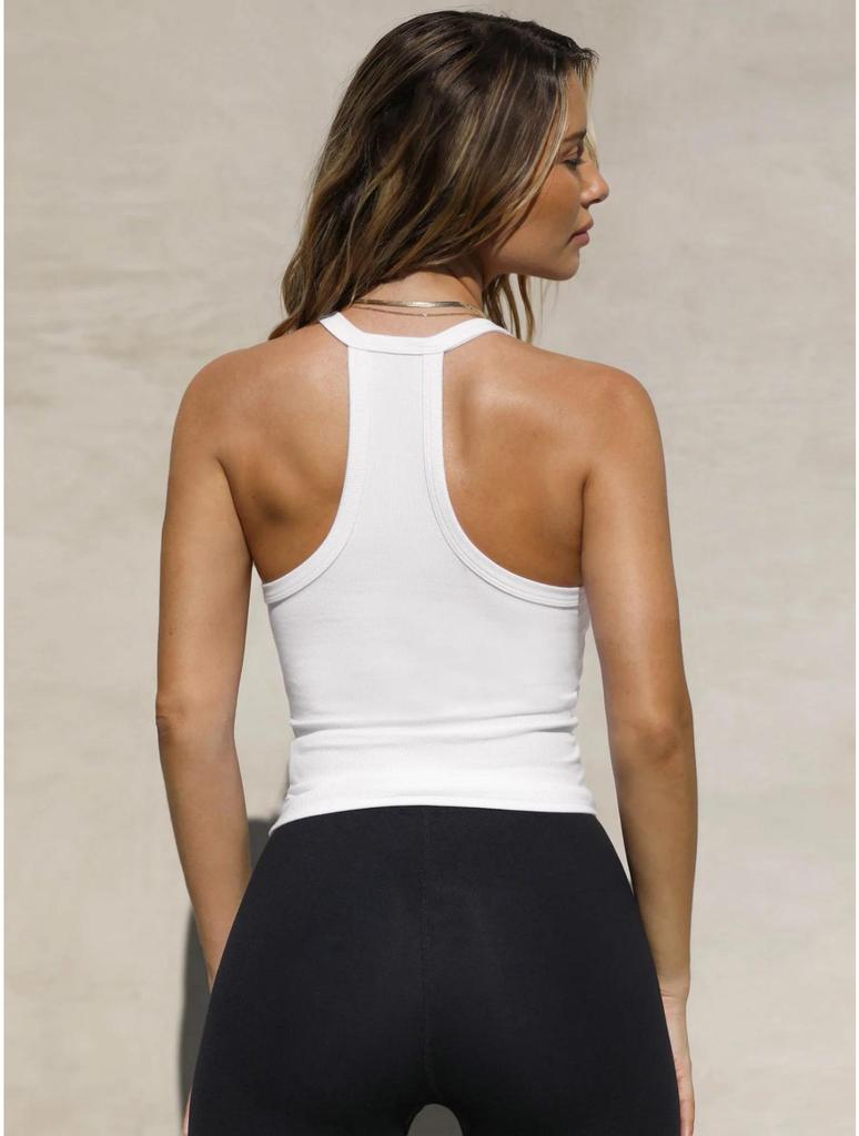 Round Neck Knit Tank Top Straps Crop Tops Women Summer Camis Solid Color Yoga Camisole Fashion SportsTube Female Sleeveless Cropped Y2K Girl Clothes