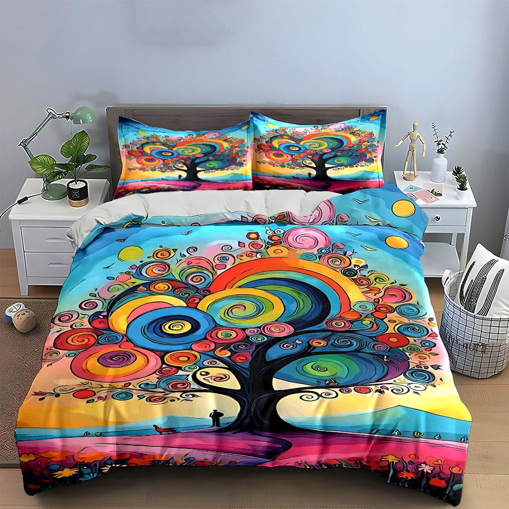 Colorful Swirl-patterned Tree. Bedding Sets Duvet Cover Sets Duvet Covers Pillowcases(1* Duvet Cover 2* Pillowcases Without Duvet Insert)