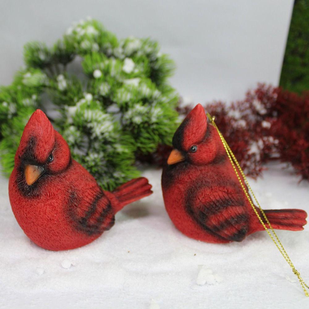 

Resin Crafts Red Bird Figurines Cartoon Bird Statue Micro Landscape Decoration