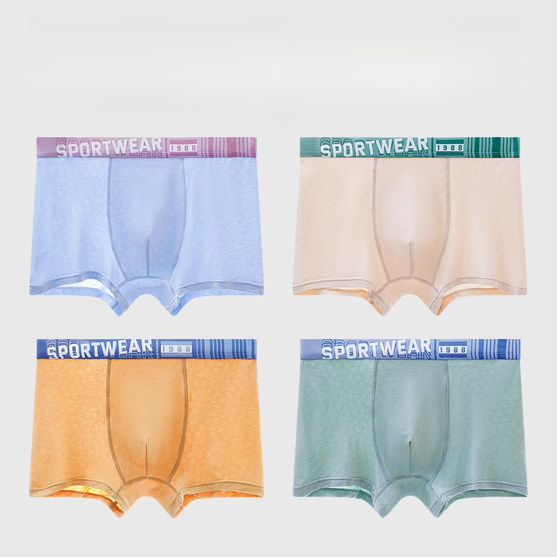 

4 шт. Подростковое нижнее белье Дышащее сетчатое ледяное шелковое нижнее белье Летнее нижнее белье Боксеры Боксеры-брифы 3XL