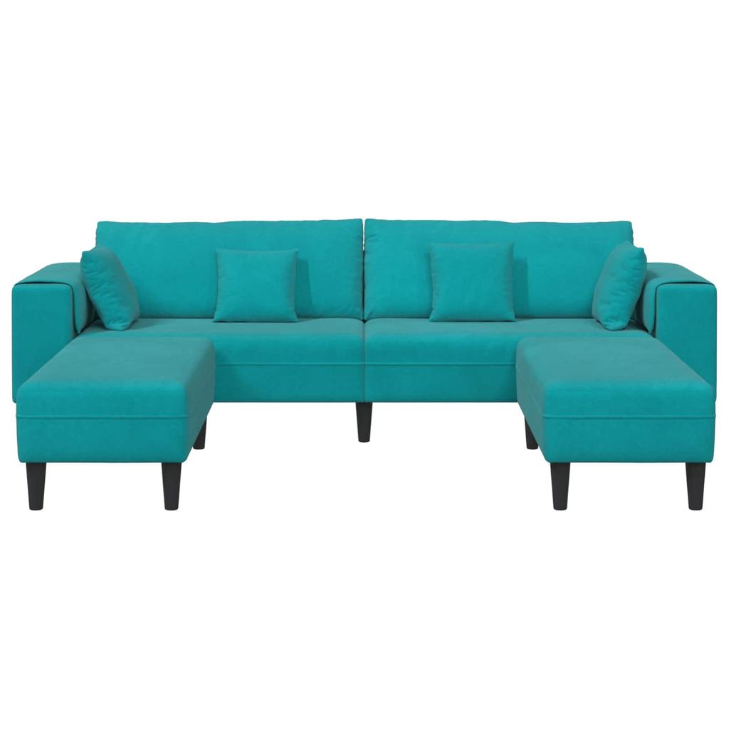 Sofa 3 Pcs Turquoise 250 X 188 X 76 Cm Velvet