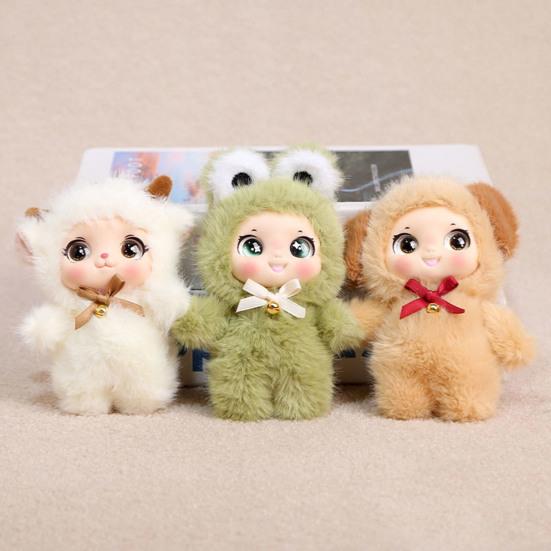 Plush Doll Keychain Cute Vinyl Face Doll Collectible Toy Soft Fluffy Bag Charm for Wallet Backpack Accessory