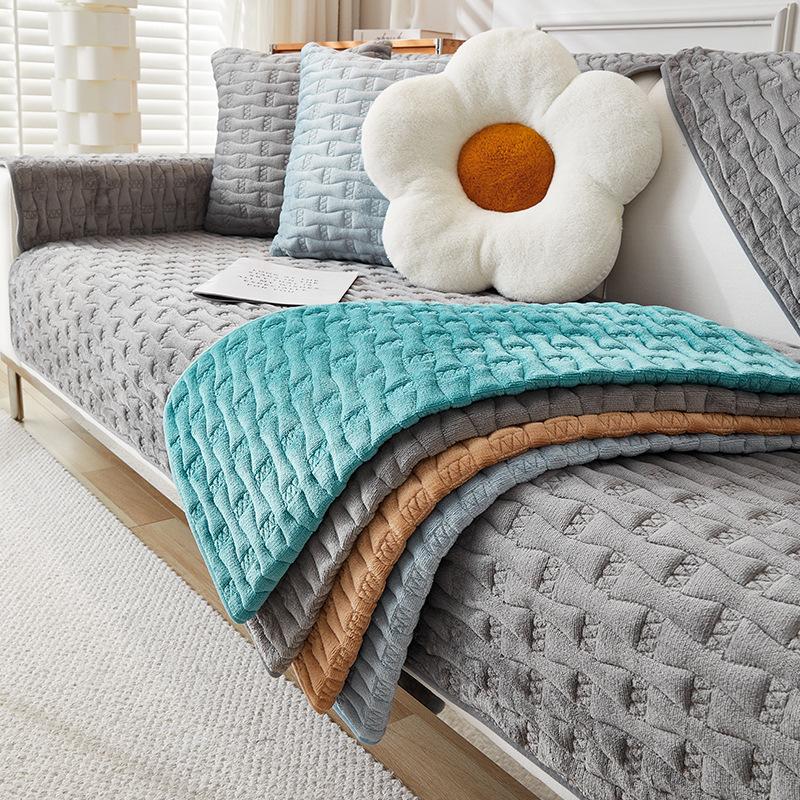 Sofa Kissen Verdicktes Fleece Kissen Herbst und Winter Neu Rutschfest Wohnzimmer Überwurf Handtuch Flanell Sofaüberwurf