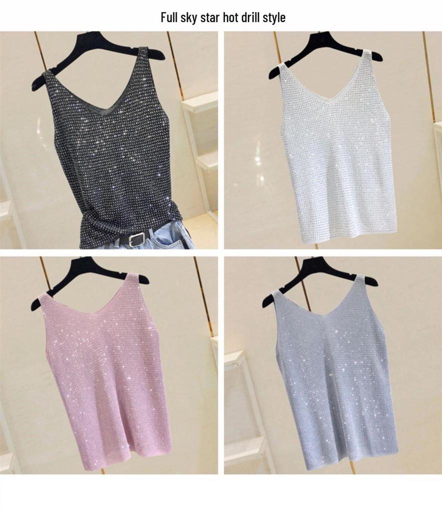 Korean Style Ice Silk Knit Sleeveless Loose Vest Top