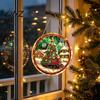 Decorative Lanyard Pendants 2D Flat Acrylic Christmas Tree Pendant with Lanyard, Lightweight Colorful Winter Snowscape Hanging Ornament for