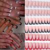 24pcs Long Coffin-Shaped White French Manicure Fake Nails Press On Nails Elegant Style For Women Girls For Daily Wear Or Parties Nail Supplies
