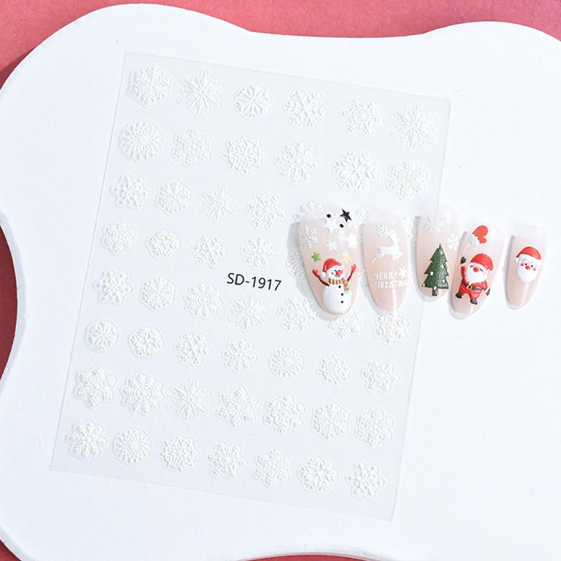Christmas Lovely Cartoon Bowknot Santa Claus Snowman Christmas Tree Elk Snowflake Nail Art Stickers Xmas Cute Manicure Decals