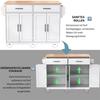 Serving Trolley with Folding Table Top, 120x46(70)x91cm, White, with Castors And Interchangeable Wooden Legs, Ideal for Kitchen And Dining Room