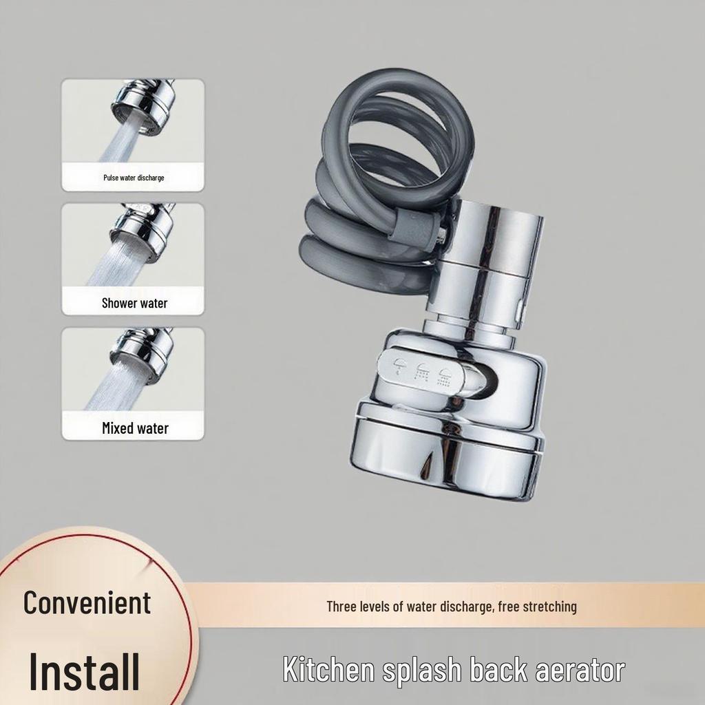 Universal Anti-Splash Kitchen Faucet Extension - Pull-Out Aerator for Vegetable Washing and Cleaning