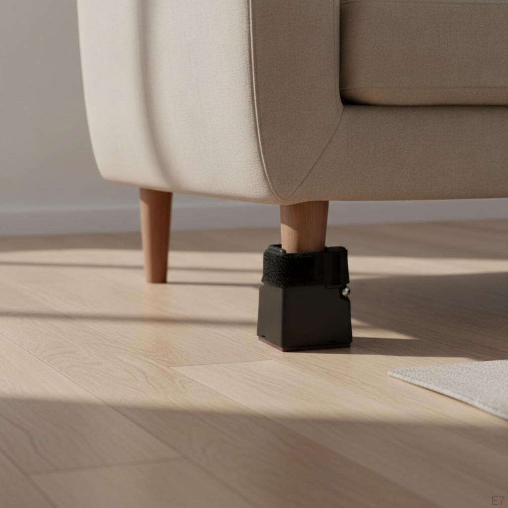 4 Pieces Furniture Riser with Strap Square Adjustable Leg AntiSlip Blocks for Sofa,