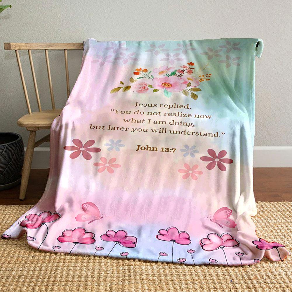 

Floral Bible Verse Blanket Printed Blanket for Living Room Bed Couch lunch break Soft Cozy Blanket for Friend s festival Gift 80cm x 120cm