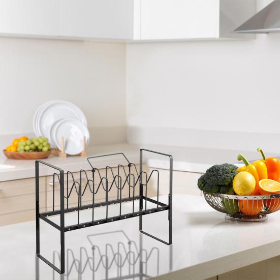 Держатель крышек для кастрюль Органайзер для столешницы Полка Прочный Несущий Регулируемый Дизайн Расширяемая Кухонная Стойка для хранения 3319₽