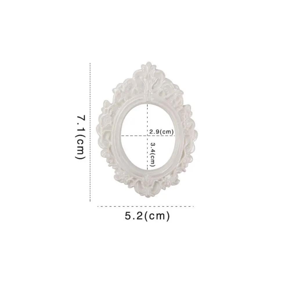Durable DIY Resin Photo Frame Rustic 3D Mini Mirror Props Miniature Mirror Small Model Phone Shell Material