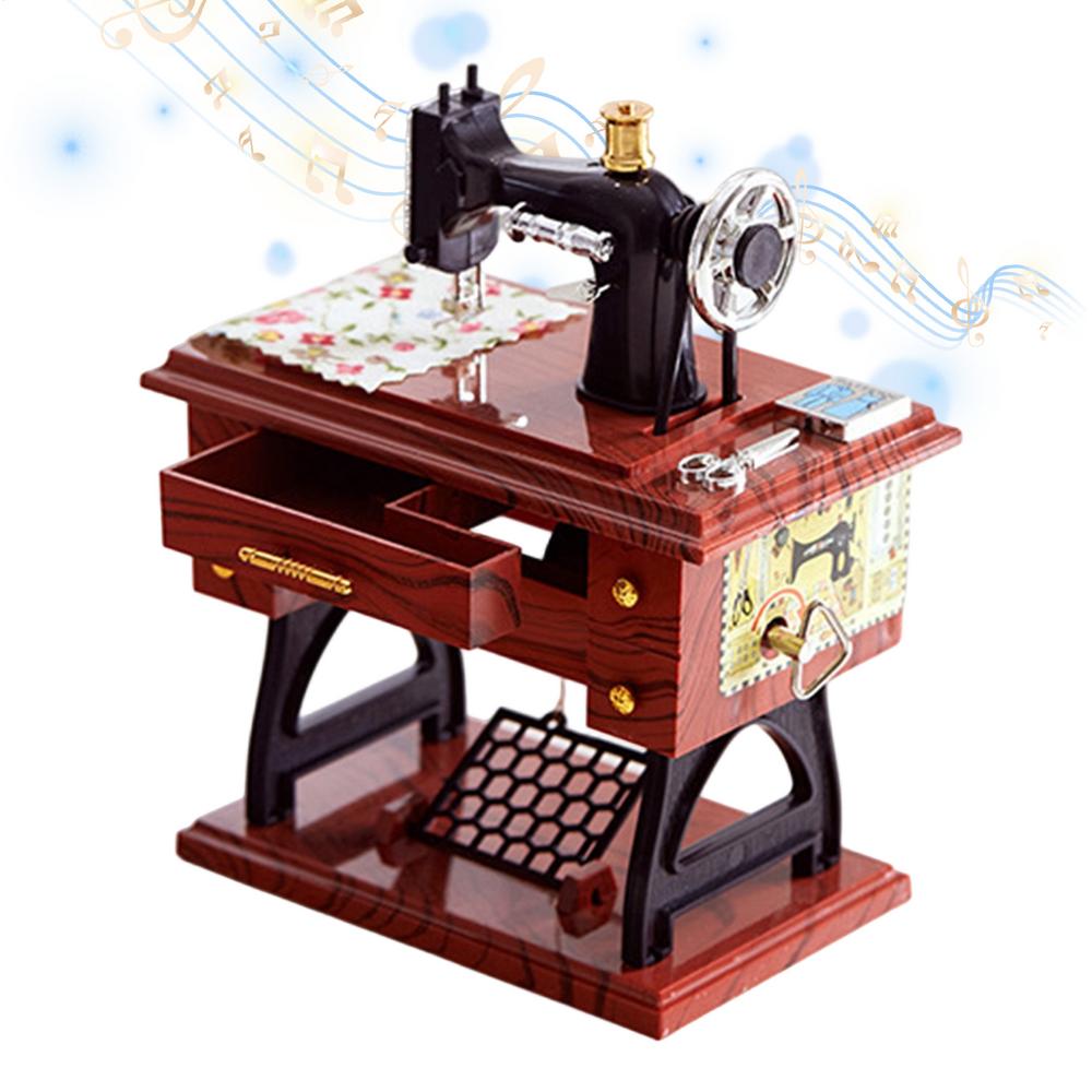 

Sewing Machine Music Box Hand-Crank Decoration Music Box Aesthetic Sewing Machine Decoration for Wedding Party Gathering Home