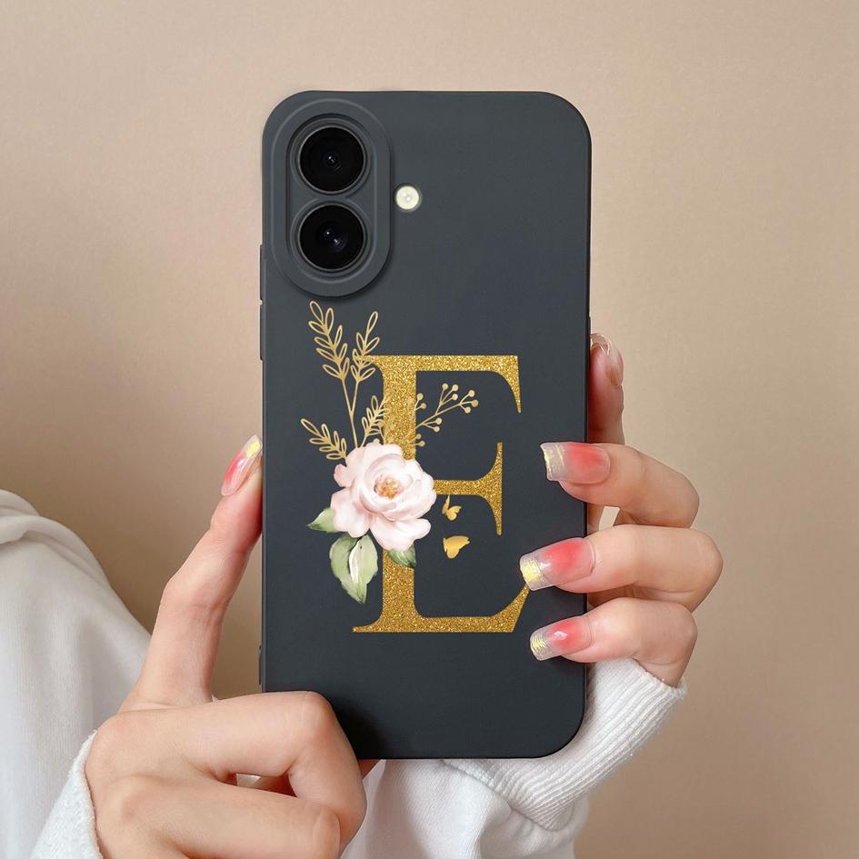 

Для Apple iPhone 16 Pro Max 16pro 16plus симпатичный чехол с простым узором из цветов и букв мягкий силиконовый противоударный защитный корпус для iPhone Capas iPhone 16