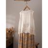 DIMANAF 2026 Vest T-Shirt Women Lace O-Neck Hollow Summer Style Basic Tops New Tees Loose Vest